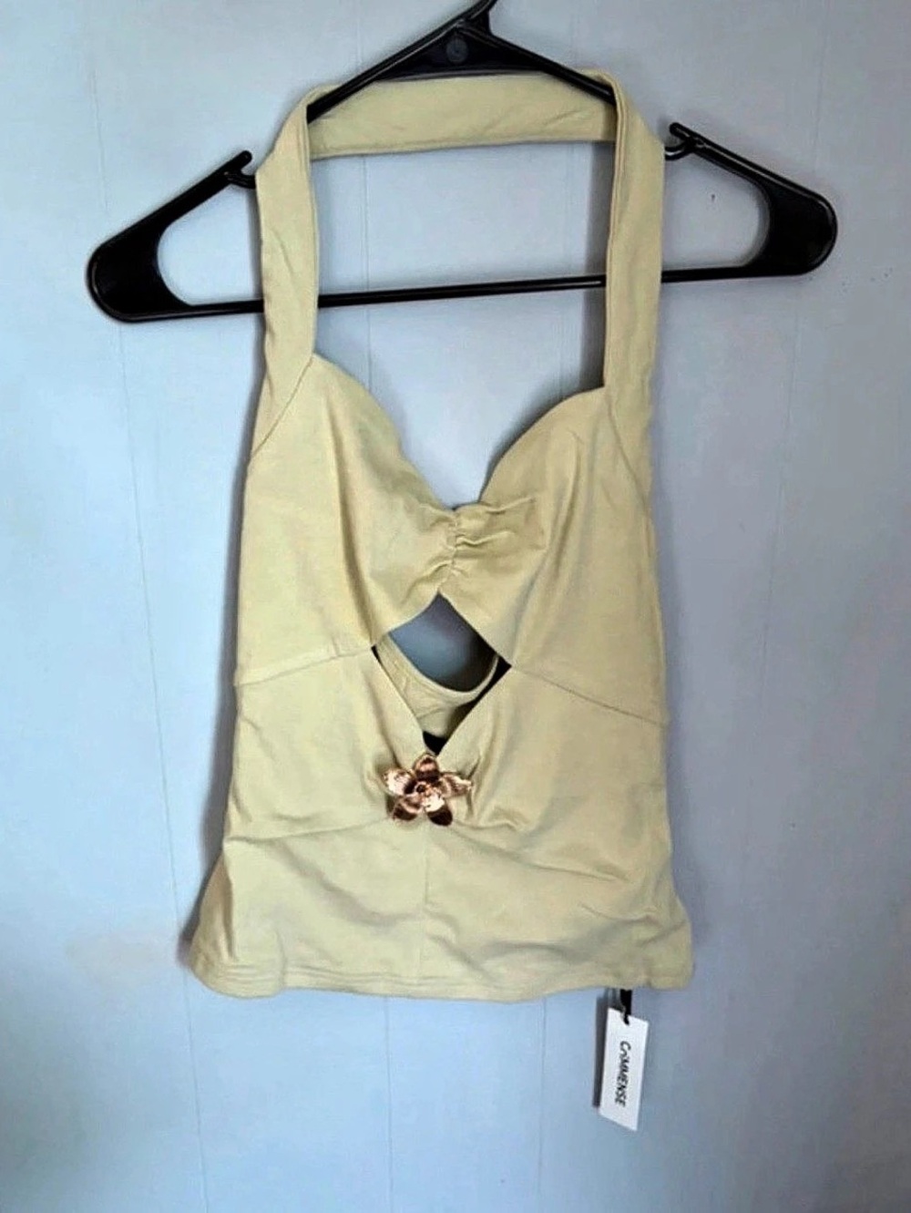 COMMENSE Cutout Tank Top in Yellow Size Medium NWT